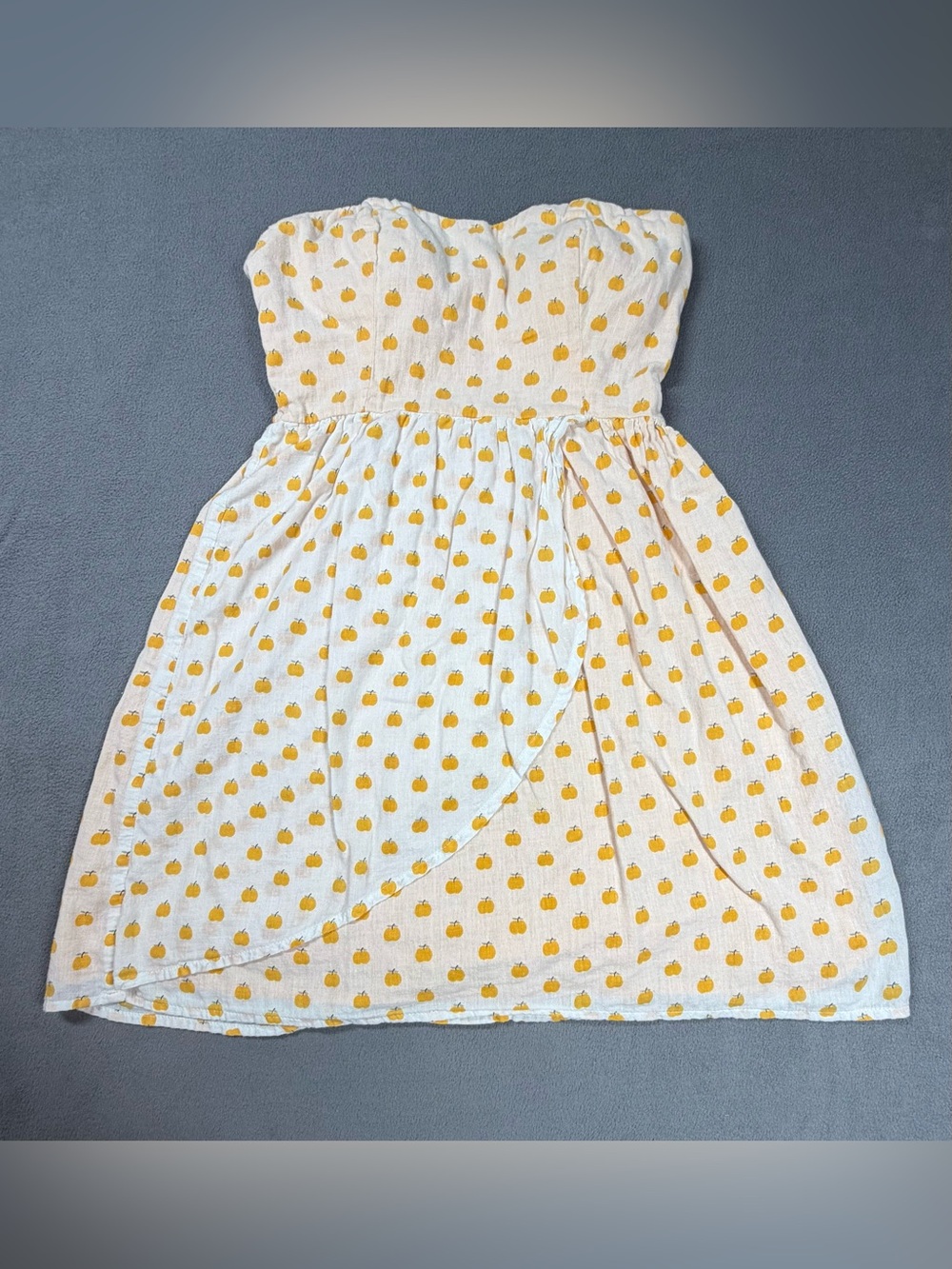 Coincidence & Chance White and Yellow Apple-Print Strapless Summer Dress
